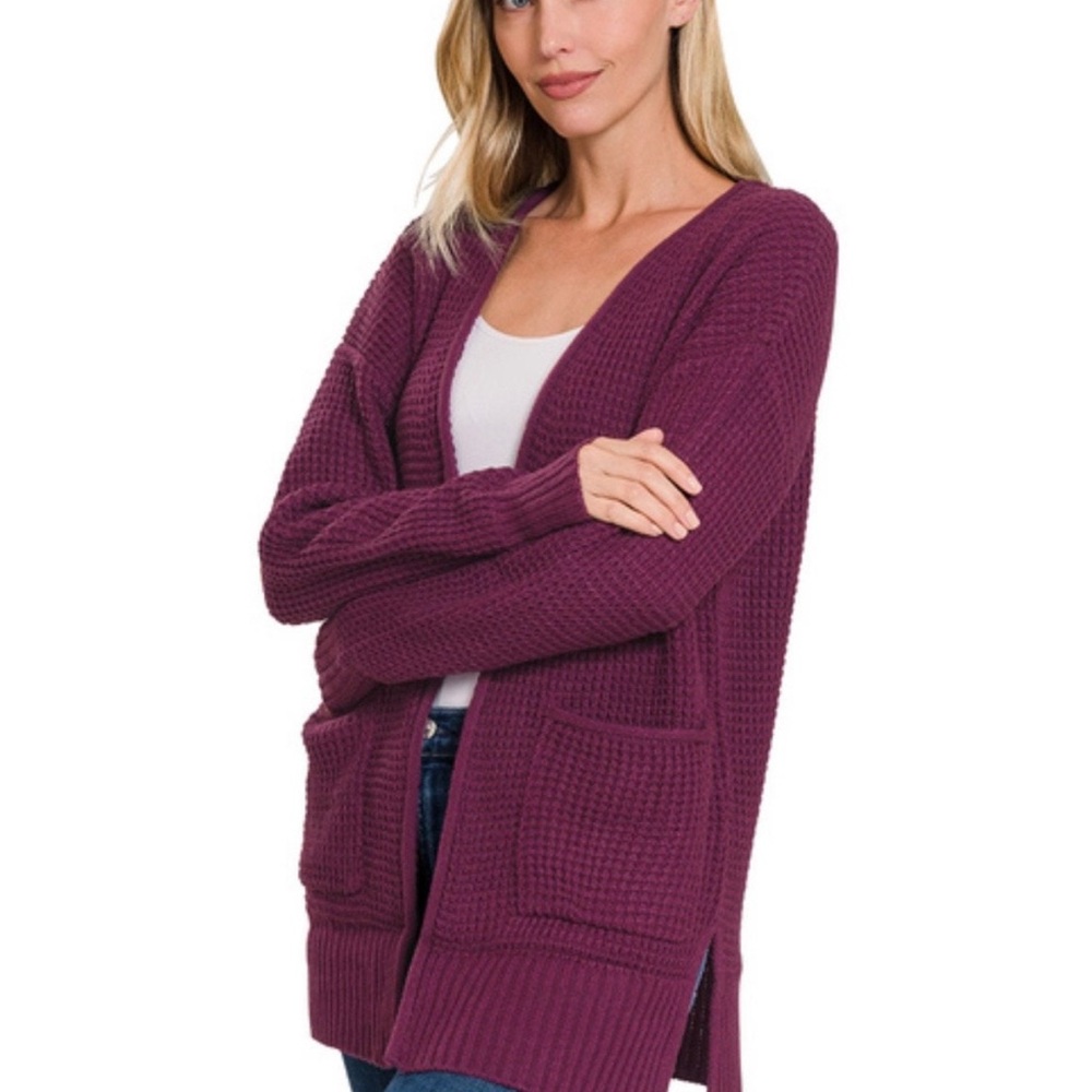 Zenana Outfitters Deep Purple Cardigan Sweater